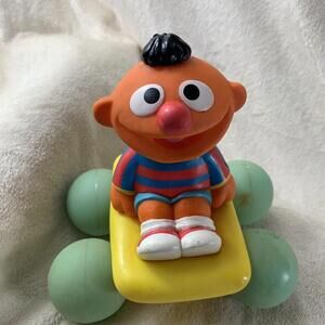 Vintage Sesame Street Baby Ernie Softy on Wheels Illco Plastic Baby Toy Car 6"​
